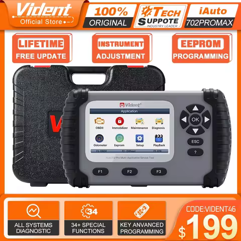 Vident iAuto702Pro MAX Car Diagnostic All System 37 Reset Odo-me'ter Add key Bidirectional Scanner O