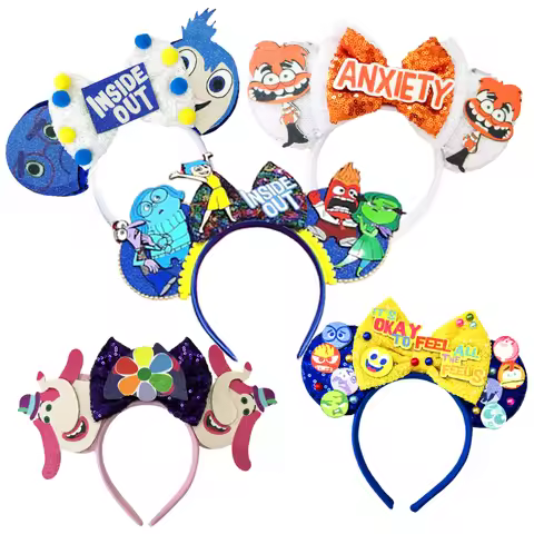 Hot Inside Out 2 Mickey Mouse Headband Movie Peripheral Theme Disney Anxiety Anger Envy Bing Bong Cu