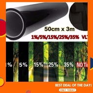 【Available】Black Car Window Tint Film Reduce Sun Glare Universal Fit 3m x 50cm Kit