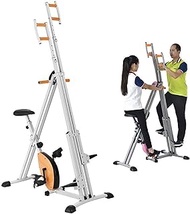 Vertical Climbing Stepper Machine,Double Use Folding Exercise Bike,Adjustable Height &amp; seat,intelligent Digital Display,stable Pedal,for Home Gym
