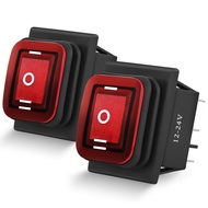 Nilight 6Pin On Off On Rocker Switch 2PCS Red LED Lighted IP67 Waterproof DPDT 3 Position Latching 2
