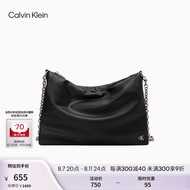 Calvin Klein女包【七夕礼物】24春夏字母拉链链条ck单肩斜挎包枕头包DH3575 001-太空黑 OS