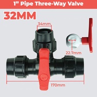 20mm 25mm 32mm HDPE Poly Tee Ball Valve Stopcock PE Connector Tube Pipe Irrigation System Stop Tap V