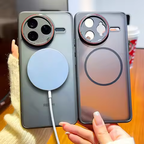 Red Circle Leica Lens Full Coverage Translucent Magnetic Rings Case For Poco F7 Ultra POCO F7 Pro Ca