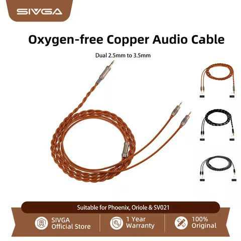 SIVGA Dual 2.5mm to 3.5mm Replacement Audio Cable for Phoenix, Oriole & SV021