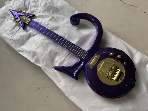 Diamond Series Prince Love Symbol Metallic Purple #2 Electric Guitar Floyd Rose Tremolo, Gold Symbol
