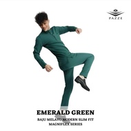 [Magniflex] Emerald Green BAJU MELAYU FLEXY STRETCH SLIM FIT + FREE Butang Baju Melayu Crystal Raya2024