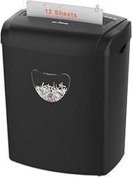 SUNTIKO 12-Sheet Shredder (P-4 Security) - Destroy Credit Cards/Staples, 15 Litre Trash Bin, 70dB Qu