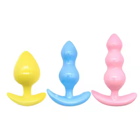 3Pcs TPE Anal Plug Set Beginner to Advanced, Soft Tapered Anal Plugs Penetration Anal, Waterproof, B
