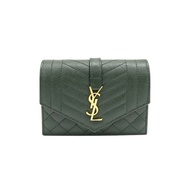 綠色 牛皮 扣式卡片零錢包【SAINT LAURENT YSL 聖羅蘭 】 651027
