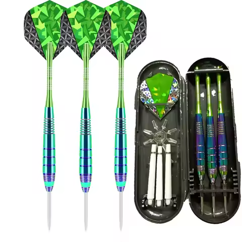 Professional Dart Set 24G Metal Steel Tip Rainbow Barrel Darts with Nylon Shaft Protector Dart Set f