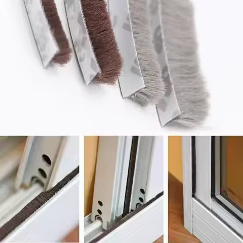 10M Self Adhesive Seal Strip Door Draught Excluder Window Pile Seal Film Door Brush Swal Glass Bathr