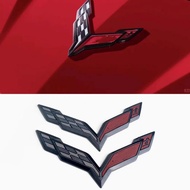 2pcs Corvette Hood For Chevrolet Sticker Black Red Chevrolet Trunk Sticker Car Emblem Hood Sticker F