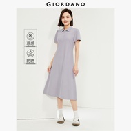GIORDANO ผู้หญิง  ชุดเดรส เดรสคอโปโล ระบายความร้อนด้วยน้ำแข็ง UPF50+ เดรสแขนพองโชว์ตะเข็บ เดรสแฟชั่น