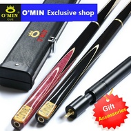 O'MIN VICTORY Handmade Snooker Cue 3/4  structure with O'MIN box and accessories 9.8 Tip Billiard cue Pool cue