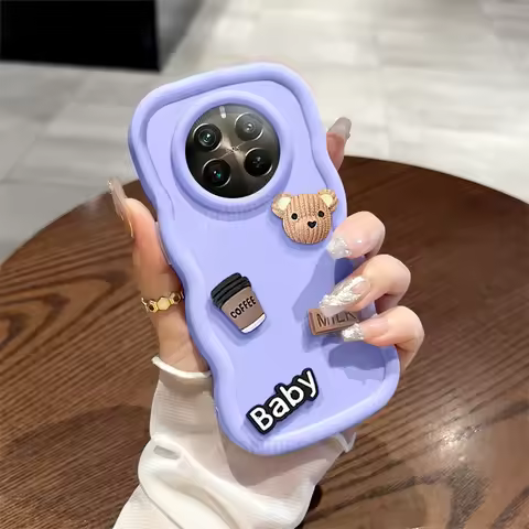 Realme12pro Cute 3d Bear Cartoon Wavy Silicone Case For Oppo Realme 12 Pro Plus 5g Realme12 Lite 11 