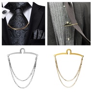 REREV Mens Tie Chain Shirt Tie Clip Double Chains Tassels Necktie Link Chain Jewelry