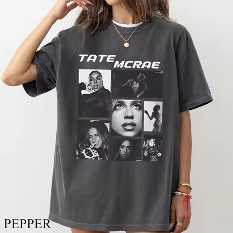 Vintage Tate McRae Singer Unisex T-Shirt, Tate McRae Collage Graphic Tee Summer unisex Loose and Bre