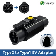 Evqiaoyi Type 2 to J1772 Type 1 Ev Charging Adapter 32a 7kw Portable Converter for Type 1 Electric V