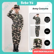 Army Costume Kids - Pretend Play Soldier Cosplay Occupation Costume Long Sleeve Unisex Baju Askar Te