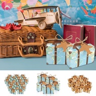 50 Pcs/100 Pcs Vintage Party Favor Candy Box Mini Suitcase Favor Box with Aircraft Tags Reusable Par
