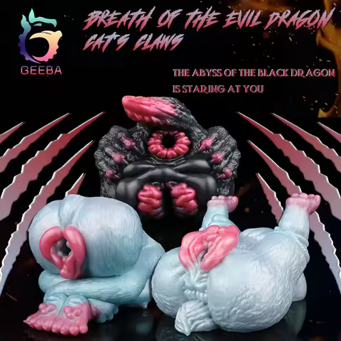 GEEBA Fantasy Animal Dragon Cat/Wolf/Leopard Shape Design Male Silicone Masturbator Realistic Textur