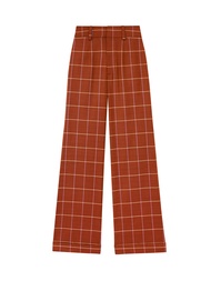 KLOSET High-Waisted Wide Leg Pants  (AW21-P006) กางเกงขายาวผ้าลายตาราง