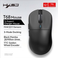 High Quality HXSJ T68 PAW3311 Tri-Mode Wireless Mouse12000DPI 1000Hz Lightweight Optical 500mAh Rech
