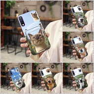 Cat Cute Phone Case For Tecno Camon12 Pro/CC9 Soft case Card bag Graffiti Waterproof Card sleeve Dir