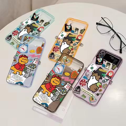 Funny J-Joguman Studios Metal Connector Phone Case for Samsung Galaxy Z Flip3 Flip4 Flip5 Flip6 Flip