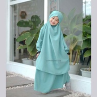 New French Khimar Anak Renda Setelan Rok Syari Anak Set Jilbab Instan