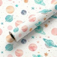 1 Roll Dreamy Starry Sky Universe Planet Self-Adhesive Wallpaper, 44.5cm/17.5in Wide, Waterproof Oil