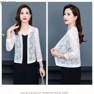 YUJINI Summer Women's Cardigan, Beach Tie Up Air-Conditioning Shirt, Thin Breathable Floral Lace Sun