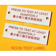 RCD RCCB TEST LABEL ELECTRICAL TEST INSPECTION LABEL TAGS FOR WATER HEATER ELECTRICAL ELECTRONIC DEV