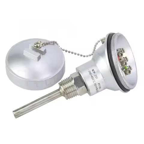 Stainless Steel -200~420mm RTD PT100 Temperature Sensor Probe 1/2 Thread Thermocouple Terminal Head 