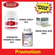 Nuzeel COQ10 30's + Folic Acid 100's + Vitamin D3 60's