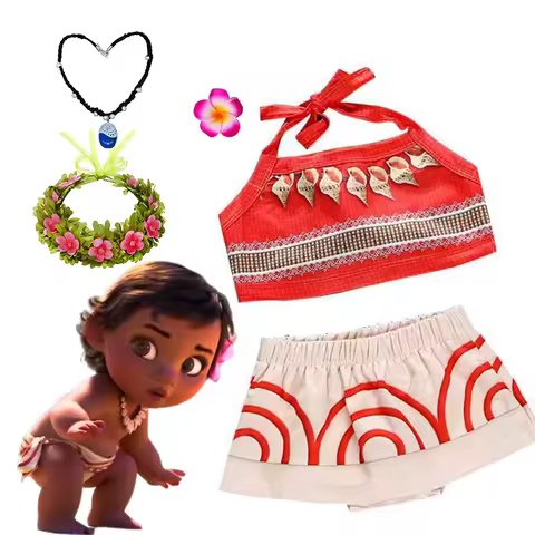 Little Girls Cospaly DISNEY Moana Kids Two Pcs Set Top +Pants Infant Vaiana Role Play Festival Princ