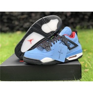 Travis Scott X Air Jordan 4 Retro Oilers University Blue/Varsity Red-Black Basketball Shoes 308497-4