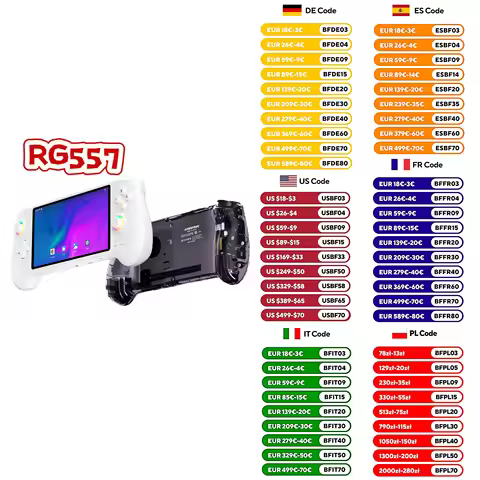 ANBERNIC RG557 handheld retro game console Android 14 Hall effect Joystick emulator 5.48inch Classic