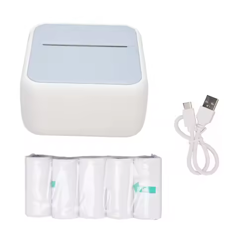 Inkless Portable Printer Portable Thermal Printer with 5 Rolls Paper Inkless BT Printing Machine for