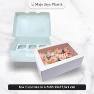 Cupcake Box Contains 6 With Inner | Muffin Cake Pudding Cake Packaging 25x17.5x9 cm Kraft Window Mic