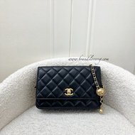 (Pre-loved) Chanel Pearl Crush Wallet on Chain WOC in Black Lambskin and AGHW