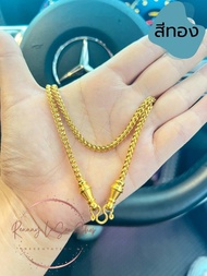 Renny laser shop สร้อยสแตนเลสแท้ 100% สร้อยคอ สร้อยพระลายซีตรองหัวจรวด ขนาด 3.5 มิล สีเลสสีทองเกรด22