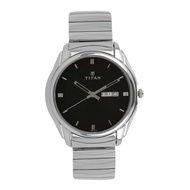 Titan Black Dial Silver Stainless Steel Strap Watch for Men 1578SM04
