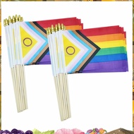 50 Pack Intersex Progress  Pride Stick Flag Small Mini Rainbow Hand Held LGBTQ Flags,5x8 Inch