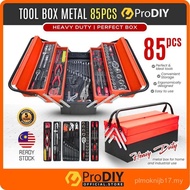 85PCS Tool Box (5 YEARS WARRANTY) Heavy Duty Cantilever Metal 85 PCS Set Ratchet Spanner ¼” & ½” All