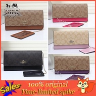 coach 【Long Wallet + Cardholder】 New style long wallet women fashion tri-fold wallet with card holder 53763