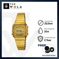 (2 Years Warranty) Casio Vintage Digital Watch LA670WGA-9 Gold Stainless Steel Band Ladies Watch