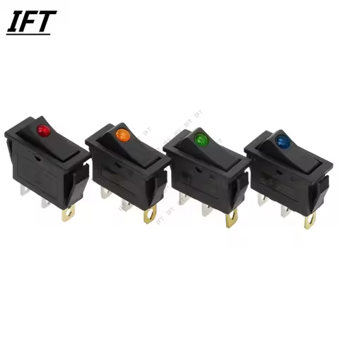 10PCS KCD3 30x13.5mm Rocker Switch ON OFF 3Pin Latching 16A 250VAC With Dot LED For Motor Car Auto S