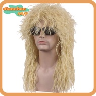 DIACHAMY Halloween Party Cosplay Wig, Curvy Fluffy 70s 80s Rockstar Wig, Punk Long Mullet Wig